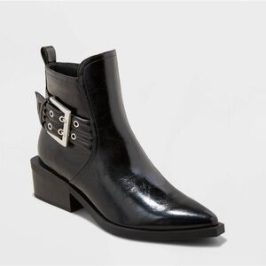 Women's Giovanna Buckle Western Ankle Boots with Memory Foam Insole - Size 7